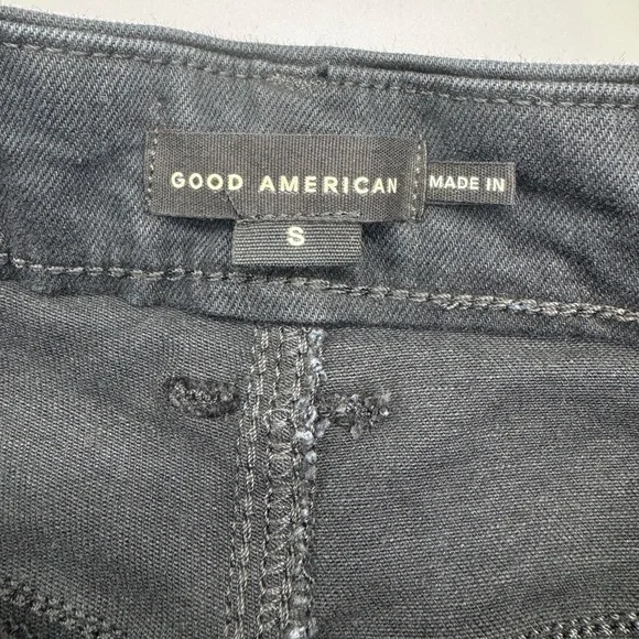 Good American Power Stretch Pull-On Straight Ankle Black Jeans, Size Small NWT - Picture 8 of 16